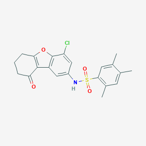 molecular formula C21H20ClNO4S B284907 N-(4-chloro-9-oxo-6,7,8,9-tetrahydrodibenzo[b,d]furan-2-yl)-2,4,5-trimethylbenzenesulfonamide 