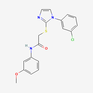 molecular formula C18H16ClN3O2S B2849083 2-((1-(3-chlorophenyl)-1H-imidazol-2-yl)thio)-N-(3-methoxyphenyl)acetamide CAS No. 851079-14-6