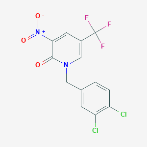 molecular formula C13H7Cl2F3N2O3 B2849085 1-(3,4-dichlorobenzyl)-3-nitro-5-(trifluoromethyl)-2(1H)-pyridinone CAS No. 338755-28-5