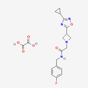 molecular formula C19H21FN4O6 B2849092 2-(3-(3-cyclopropyl-1,2,4-oxadiazol-5-yl)azetidin-1-yl)-N-(4-fluorobenzyl)acetamide oxalate CAS No. 1396678-37-7