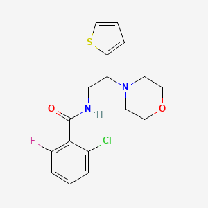 molecular formula C17H18ClFN2O2S B2849112 2-氯-6-氟-N-(2-吗啉-2-(噻吩-2-基)乙基)苯甲酰胺 CAS No. 899975-21-4