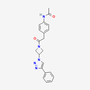 molecular formula C21H21N5O2 B2849113 N-(4-(2-oxo-2-(3-(4-phenyl-1H-1,2,3-triazol-1-yl)azetidin-1-yl)ethyl)phenyl)acetamide CAS No. 2034524-03-1