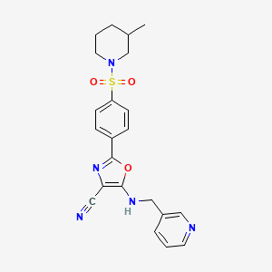 2-(4-((3-Methylpiperidin-1-yl)sulfonyl)phenyl)-5-((pyridin-3-ylmethyl)amino)oxazole-4-carbonitrile