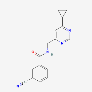 3-cyano-N-[(6-cyclopropylpyrimidin-4-yl)methyl]benzamide