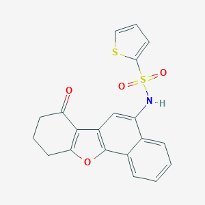 molecular formula C20H15NO4S2 B284914 N-{12-oxo-17-oxatetracyclo[8.7.0.0^{2,7}.0^{11,16}]heptadeca-1,3,5,7,9,11(16)-hexaen-8-yl}thiophene-2-sulfonamide 