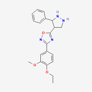 molecular formula C20H18N4O3 B2849146 3-(4-Ethoxy-3-methoxyphenyl)-5-(3-phenylpyrazolidin-4-yl)-1,2,4-oxadiazole CAS No. 1170127-06-6