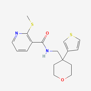 2-(methylthio)-N-((4-(thiophen-3-yl)tetrahydro-2H-pyran-4-yl)methyl)nicotinamide