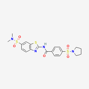 molecular formula C20H22N4O5S3 B2849154 N-(6-(N,N-dimethylsulfamoyl)benzo[d]thiazol-2-yl)-4-(pyrrolidin-1-ylsulfonyl)benzamide CAS No. 923146-72-9