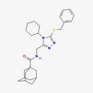 molecular formula C27H36N4OS B2849158 N-[(5-benzylsulfanyl-4-cyclohexyl-1,2,4-triazol-3-yl)methyl]adamantane-1-carboxamide CAS No. 477304-54-4