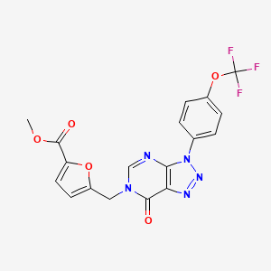 molecular formula C18H12F3N5O5 B2849160 methyl 5-((7-oxo-3-(4-(trifluoromethoxy)phenyl)-3H-[1,2,3]triazolo[4,5-d]pyrimidin-6(7H)-yl)methyl)furan-2-carboxylate CAS No. 893930-40-0