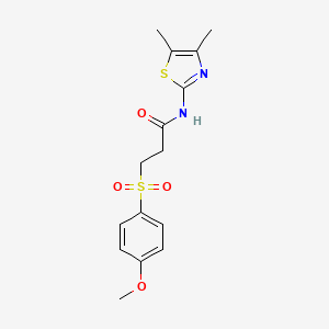 molecular formula C15H18N2O4S2 B2849162 N-(4,5-dimethylthiazol-2-yl)-3-((4-methoxyphenyl)sulfonyl)propanamide CAS No. 922482-36-8