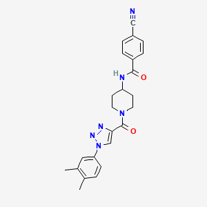 molecular formula C24H24N6O2 B2849165 4-cyano-N-(1-(1-(3,4-dimethylphenyl)-1H-1,2,3-triazole-4-carbonyl)piperidin-4-yl)benzamide CAS No. 1251608-24-8