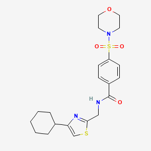 molecular formula C21H27N3O4S2 B2849168 N-((4-cyclohexylthiazol-2-yl)methyl)-4-(morpholinosulfonyl)benzamide CAS No. 2034400-20-7