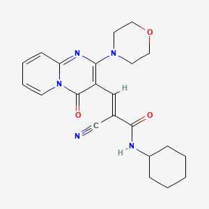 molecular formula C22H25N5O3 B2849174 (2E)-2-cyano-N-cyclohexyl-3-[2-(4-morpholinyl)-4-oxo-4H-pyrido[1,2-a]pyrimidin-3-yl]-2-propenamide CAS No. 477734-60-4
