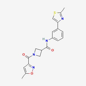 molecular formula C19H18N4O3S B2849175 1-(5-methylisoxazole-3-carbonyl)-N-(3-(2-methylthiazol-4-yl)phenyl)azetidine-3-carboxamide CAS No. 1396707-63-3