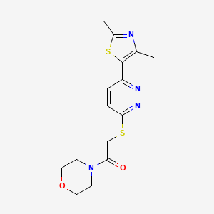 molecular formula C15H18N4O2S2 B2849176 2-((6-(2,4-Dimethylthiazol-5-yl)pyridazin-3-yl)thio)-1-morpholinoethanone CAS No. 894008-73-2