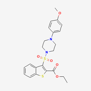 molecular formula C22H24N2O5S2 B2849177 Ethyl 3-{[4-(4-methoxyphenyl)piperazin-1-yl]sulfonyl}-1-benzothiophene-2-carboxylate CAS No. 932354-29-5