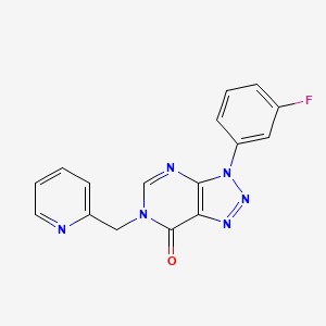 molecular formula C16H11FN6O B2849178 3-(3-Fluorophenyl)-6-(pyridin-2-ylmethyl)triazolo[4,5-d]pyrimidin-7-one CAS No. 872590-62-0