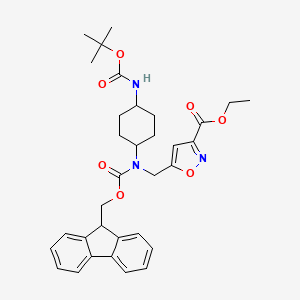 molecular formula C33H39N3O7 B2849180 Ethyl 5-[[9H-fluoren-9-ylmethoxycarbonyl-[4-[(2-methylpropan-2-yl)oxycarbonylamino]cyclohexyl]amino]methyl]-1,2-oxazole-3-carboxylate CAS No. 2155856-42-9