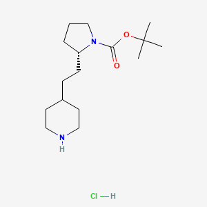 molecular formula C16H31ClN2O2 B2849184 Tert-butyl (2R)-2-(2-piperidin-4-ylethyl)pyrrolidine-1-carboxylate;hydrochloride CAS No. 2460739-88-0