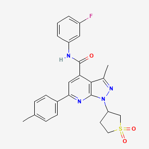 molecular formula C25H23FN4O3S B2849185 1-(1,1-二氧代-四氢噻吩-3-基)-N-(3-氟苯基)-3-甲基-6-(对甲苯基)-1H-嘧啶并[3,4-b]吡啶-4-甲酰胺 CAS No. 1105207-30-4