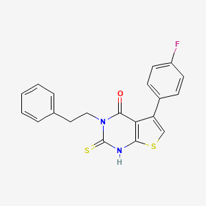 molecular formula C20H15FN2OS2 B2849189 5-(4-fluorophenyl)-3-(2-phenylethyl)-2-sulfanyl-3H,4H-thieno[2,3-d]pyrimidin-4-one CAS No. 851169-52-3