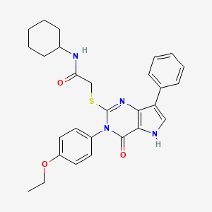 molecular formula C28H30N4O3S B2849191 N-cyclohexyl-2-((3-(4-ethoxyphenyl)-4-oxo-7-phenyl-4,5-dihydro-3H-pyrrolo[3,2-d]pyrimidin-2-yl)thio)acetamide CAS No. 2034486-04-7