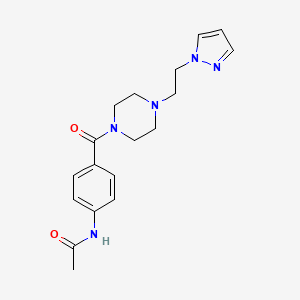molecular formula C18H23N5O2 B2849193 N-(4-(4-(2-(1H-pyrazol-1-yl)ethyl)piperazine-1-carbonyl)phenyl)acetamide CAS No. 1334370-51-2