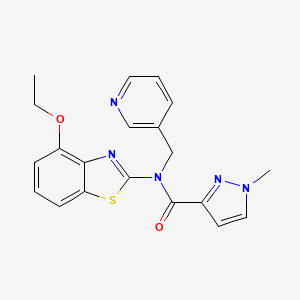 molecular formula C20H19N5O2S B2849196 N-(4-乙氧基苯并[d]噁唑-2-基)-1-甲基-N-(吡啶-3-基甲基)-1H-吡唑-3-甲酰胺 CAS No. 1210309-83-3
