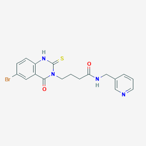 molecular formula C18H17BrN4O2S B2849199 4-(6-bromo-4-oxo-2-sulfanylidene-1H-quinazolin-3-yl)-N-(pyridin-3-ylmethyl)butanamide CAS No. 422287-92-1