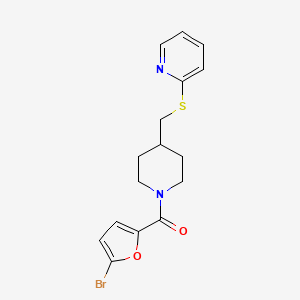 molecular formula C16H17BrN2O2S B2849205 (5-Bromofuran-2-yl)(4-((pyridin-2-ylthio)methyl)piperidin-1-yl)methanone CAS No. 1421475-95-7