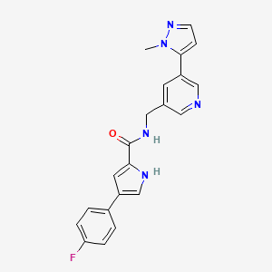 molecular formula C21H18FN5O B2849208 4-(4-fluorophenyl)-N-((5-(1-methyl-1H-pyrazol-5-yl)pyridin-3-yl)methyl)-1H-pyrrole-2-carboxamide CAS No. 2034384-06-8
