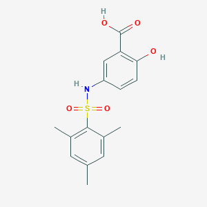molecular formula C16H17NO5S B284921 2-Hydroxy-5-[(mesitylsulfonyl)amino]benzoic acid 