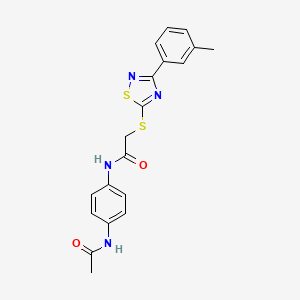 molecular formula C19H18N4O2S2 B2849214 N-(4-acetamidophenyl)-2-((3-(m-tolyl)-1,2,4-thiadiazol-5-yl)thio)acetamide CAS No. 864918-11-6