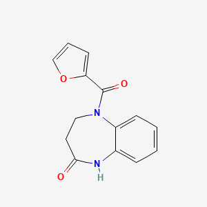 molecular formula C14H12N2O3 B2849215 5-(2-furylcarbonyl)-1,3,4,5-tetrahydro-2H-1,5-benzodiazepin-2-one CAS No. 866134-28-3