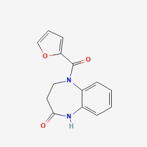 molecular formula C14H12N2O3 B2849215 5-(2-呋喃甲酰)-1,3,4,5-四氢-2H-1,5-苯并二氮杂环-2-酮 CAS No. 866134-28-3