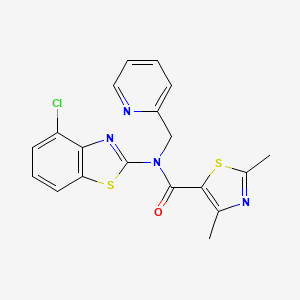 molecular formula C19H15ClN4OS2 B2849216 N-(4-chlorobenzo[d]thiazol-2-yl)-2,4-dimethyl-N-(pyridin-2-ylmethyl)thiazole-5-carboxamide CAS No. 1170881-28-3