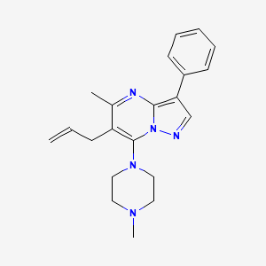 molecular formula C21H25N5 B2849217 6-Allyl-5-methyl-7-(4-methylpiperazin-1-yl)-3-phenylpyrazolo[1,5-a]pyrimidine CAS No. 900898-18-2