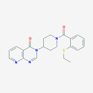 molecular formula C21H22N4O2S B2849218 3-(1-(2-(乙硫基)苯甲酰哌啶-4-基)吡啶并[2,3-d]嘧啶-4(3H)-酮 CAS No. 2034464-13-4