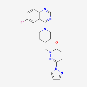 molecular formula C21H20FN7O B2849220 2-{[1-(6-fluoroquinazolin-4-yl)piperidin-4-yl]methyl}-6-(1H-pyrazol-1-yl)-2,3-dihydropyridazin-3-one CAS No. 2097928-80-6