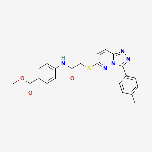molecular formula C22H19N5O3S B2849221 Methyl 4-(2-((3-(p-tolyl)-[1,2,4]triazolo[4,3-b]pyridazin-6-yl)thio)acetamido)benzoate CAS No. 852375-72-5