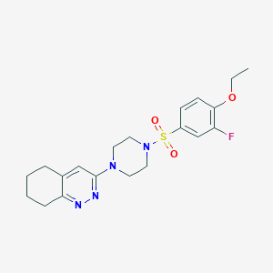molecular formula C20H25FN4O3S B2849226 3-(4-((4-Ethoxy-3-fluorophenyl)sulfonyl)piperazin-1-yl)-5,6,7,8-tetrahydrocinnoline CAS No. 2034410-53-0