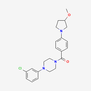 molecular formula C22H26ClN3O2 B2849233 (4-(3-Chlorophenyl)piperazin-1-yl)(4-(3-methoxypyrrolidin-1-yl)phenyl)methanone CAS No. 2034441-96-6