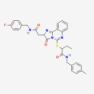 molecular formula C31H30FN5O3S B2849239 2-[[2-[2-[(4-氟苯基)甲基氨基]-2-氧代乙基]-3-氧代-2H-咪唑并[1,2-c]喹唑啉-5-基]硫代]-N-[(4-甲基苯基)甲基]丁酰胺 CAS No. 1023367-57-8