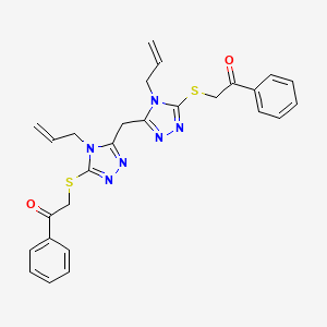 2-[[5-[(5-Phenacylsulfanyl-4-prop-2-enyl-1,2,4-triazol-3-yl)methyl]-4-prop-2-enyl-1,2,4-triazol-3-yl]sulfanyl]-1-phenylethanone