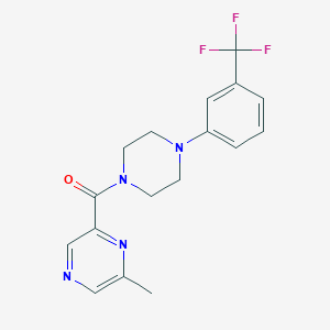 molecular formula C17H17F3N4O B2849244 2-Methyl-6-{4-[3-(trifluoromethyl)phenyl]piperazine-1-carbonyl}pyrazine CAS No. 2415628-46-3