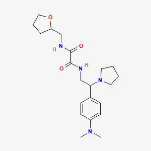 molecular formula C21H32N4O3 B2849255 N1-(2-(4-(二甲氨基)苯基)-2-(吡咯烷-1-基)乙基)-N2-((四氢呋喃-2-基)甲基)草酰胺 CAS No. 900005-70-1
