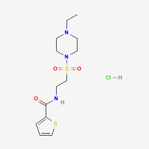 molecular formula C13H22ClN3O3S2 B2849257 N-(2-((4-ethylpiperazin-1-yl)sulfonyl)ethyl)thiophene-2-carboxamide hydrochloride CAS No. 1189465-25-5