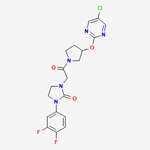 molecular formula C19H18ClF2N5O3 B2849265 1-(2-(3-((5-Chloropyrimidin-2-yl)oxy)pyrrolidin-1-yl)-2-oxoethyl)-3-(3,4-difluorophenyl)imidazolidin-2-one CAS No. 2034321-91-8