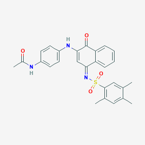 molecular formula C27H25N3O4S B284927 N-{4-[(1-oxo-4-{[(2,4,5-trimethylphenyl)sulfonyl]imino}-1,4-dihydro-2-naphthalenyl)amino]phenyl}acetamide 